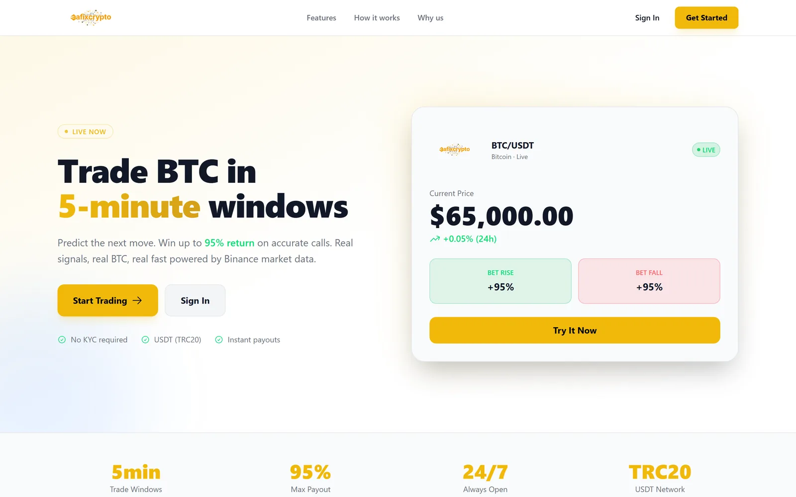 AfixCrypto Dashboard homepage
